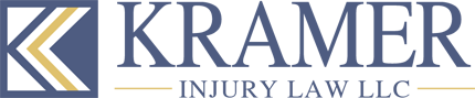 Logo for Kramer Injury Law LLC. Blue and gold 