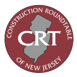 The construction roundtable of new jersey logo is a red circle with a map of new jersey inside of it.