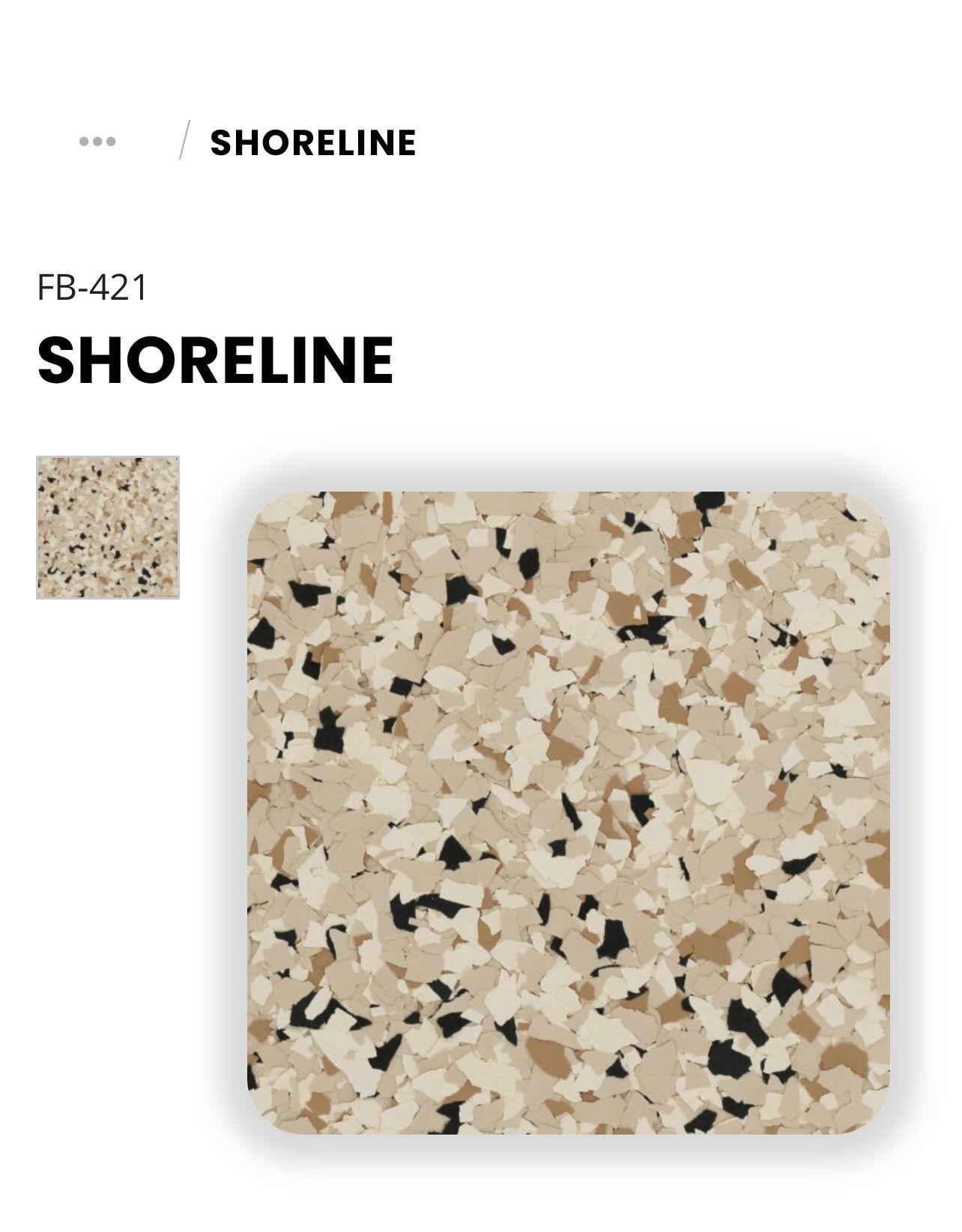 Elite Surface Coatings -Shoreline flooring sample with beige, brown, and black flecks.