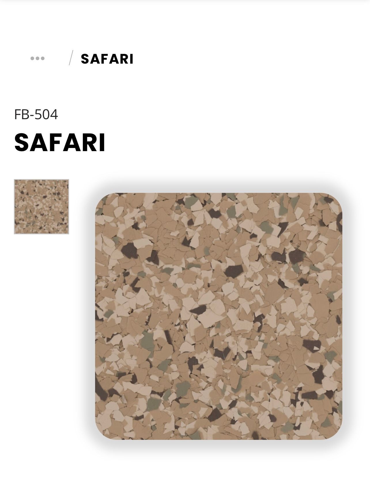 Elite Surface Coatings -Safari pattern flooring sample in tan, gray, and brown flecks.