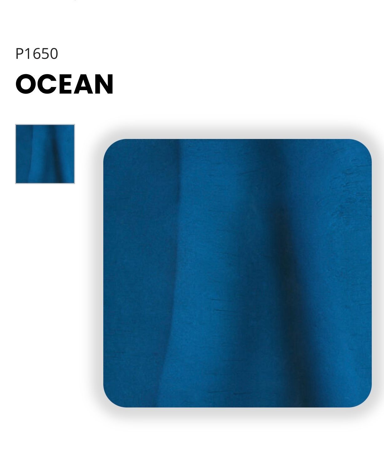 Elite Surface Coatings -A swatch of Ocean blue fabric with a small inset sample.