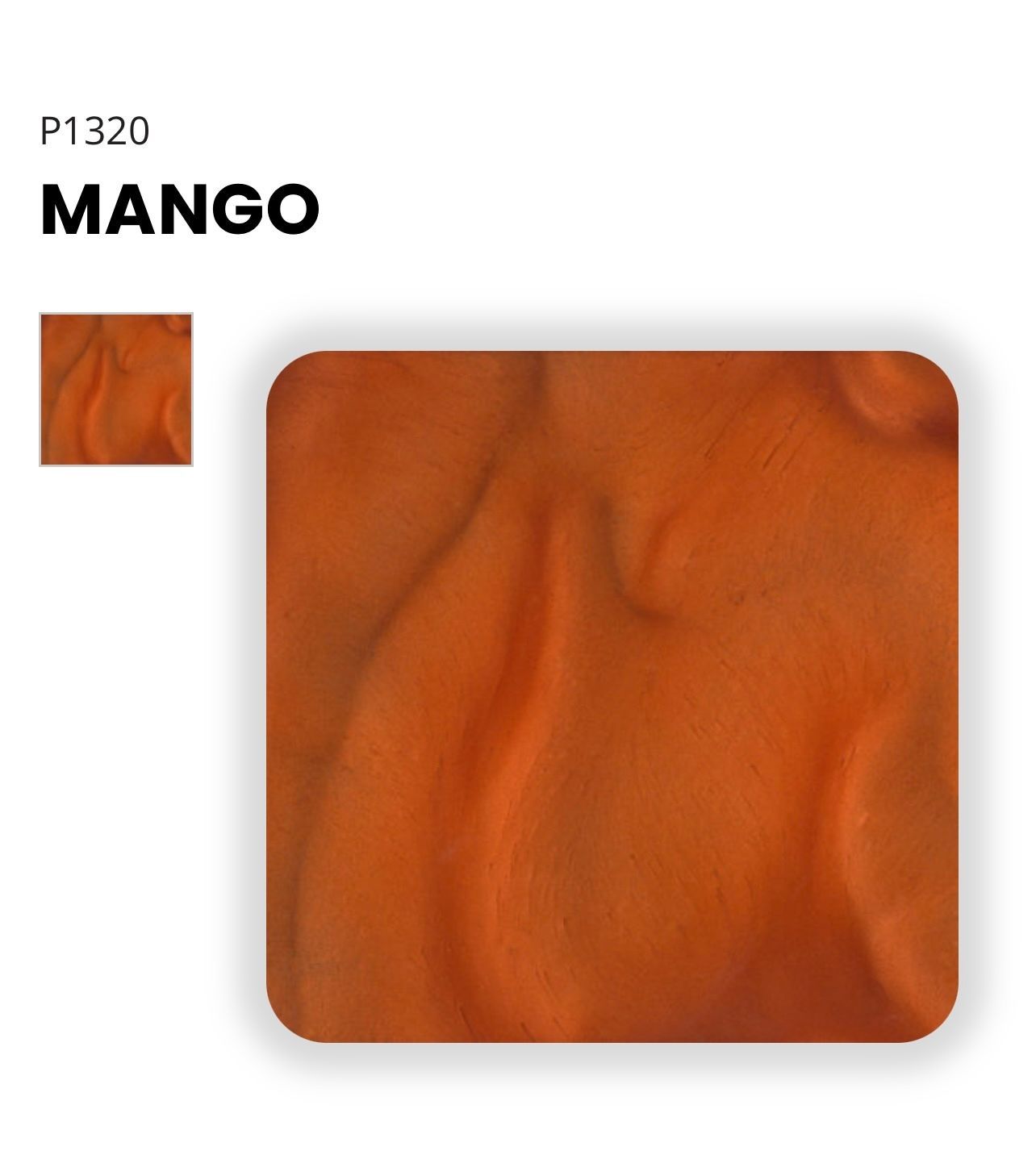 Elite Surface Coatings -Mango-colored swatch sample; small square inset shows the same color.