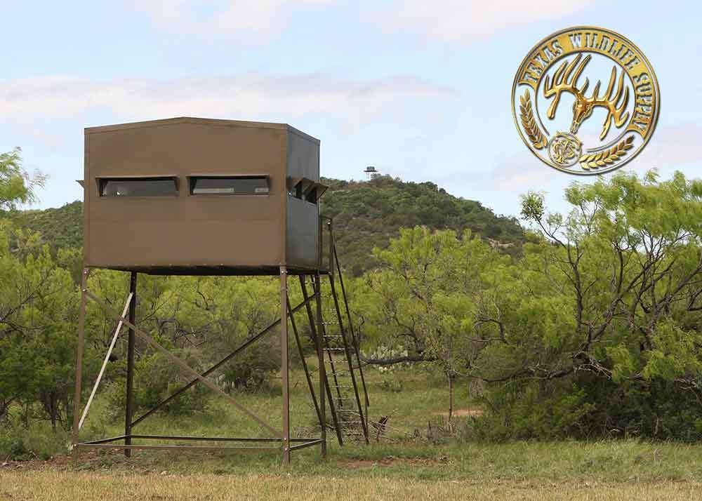 7X10 DEER BLIND ON 10' STAND WITH OPTIONAL SUN VISORS