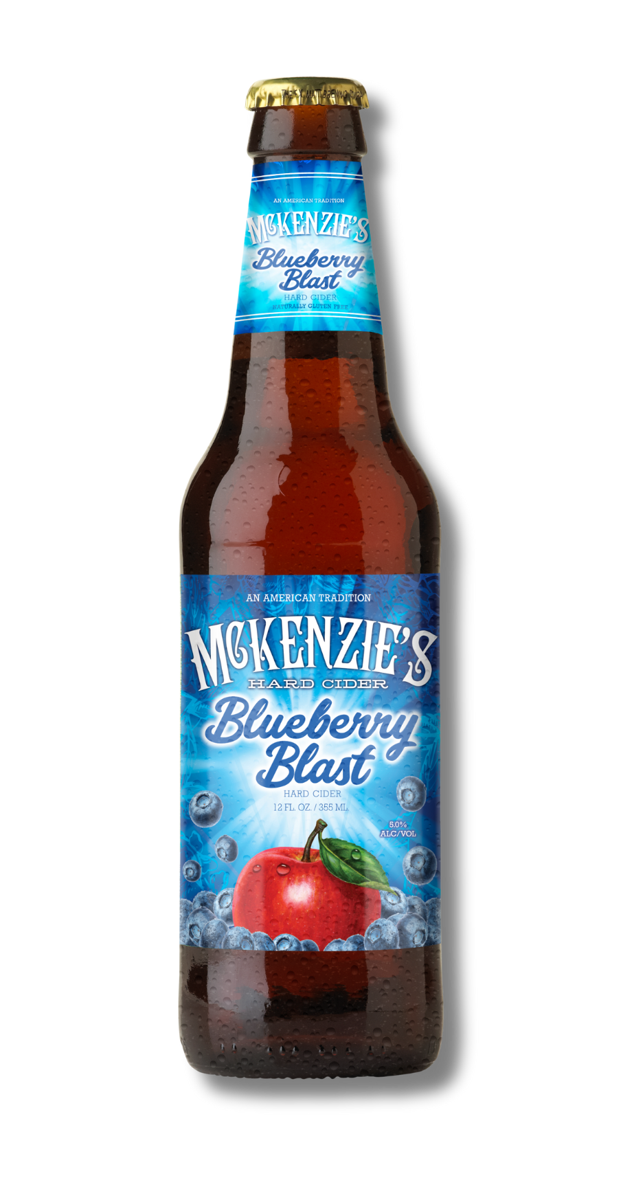 McKenzies Hard Cider Blueberry Blast in a bottle