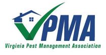 Virginia Pest Management Association logo with green checkmark, blue house, and blue letters PMA