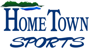 HomeTown Sports logo in blue and green with stylized mountain graphic