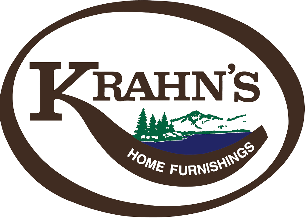 Krahn’s Home Furnishings logo in brown, green, and white inside an oval border