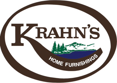 Krahn’s Home Furnishings logo in brown, green, and white inside an oval border