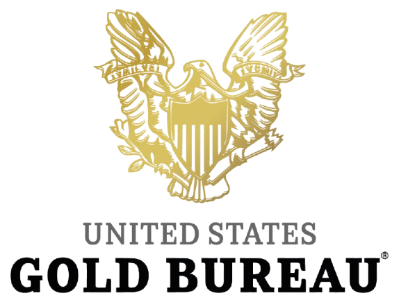 United States Gold Bureau logo with gold eagle crest and black text on white background