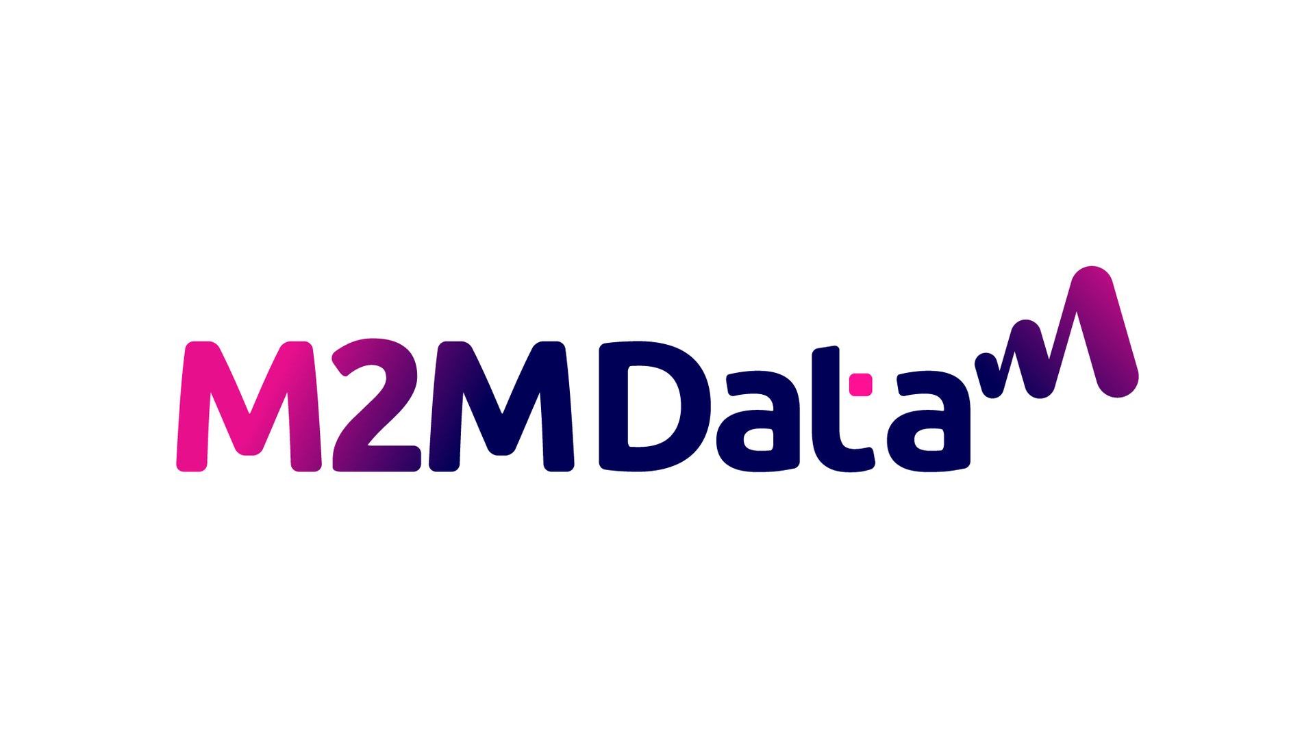 Het m2mdata-logo is paars en roze op een witte achtergrond.