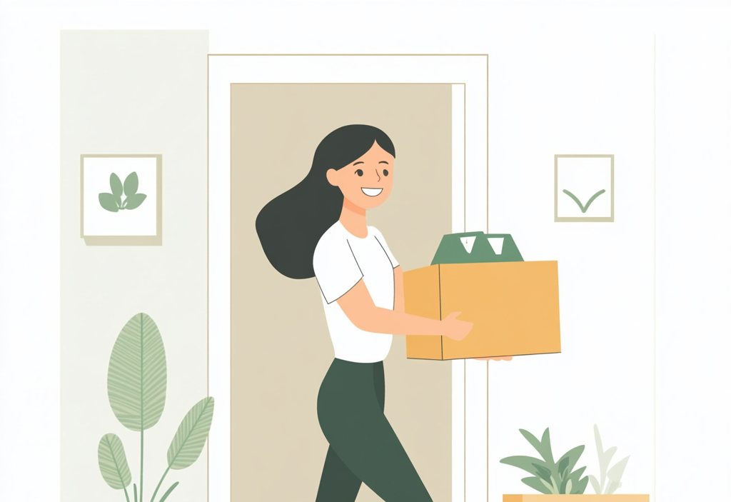 Happy tenant moving into new home