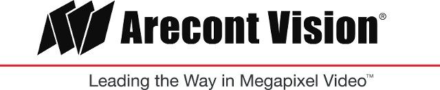 A logo for arecont vision leading the way in megapixel video