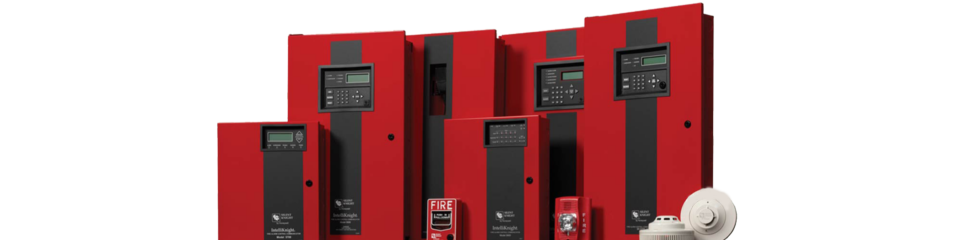 A group of red and black boxes stacked on top of each other on a white background.