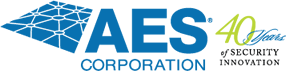 The logo for the aes security innovation corporation
