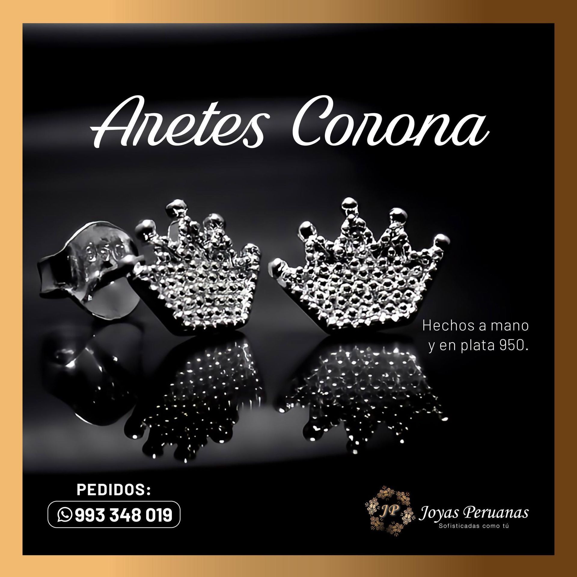 Un anuncio de Anetes Corona muestra un par de aretes.