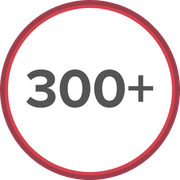 A red circle with the number 300+ inside of it.