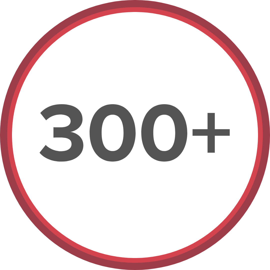 A red circle with the number 300+ inside of it.