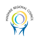 The mindarie regional council logo has two people holding a circle in their hands.