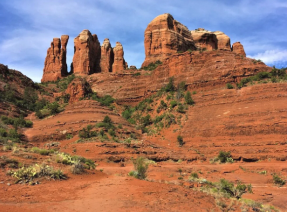 A blurred image of a rock formation in the desert