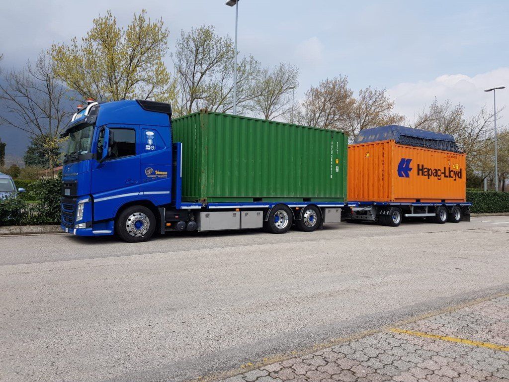articulated lorry with double trailer