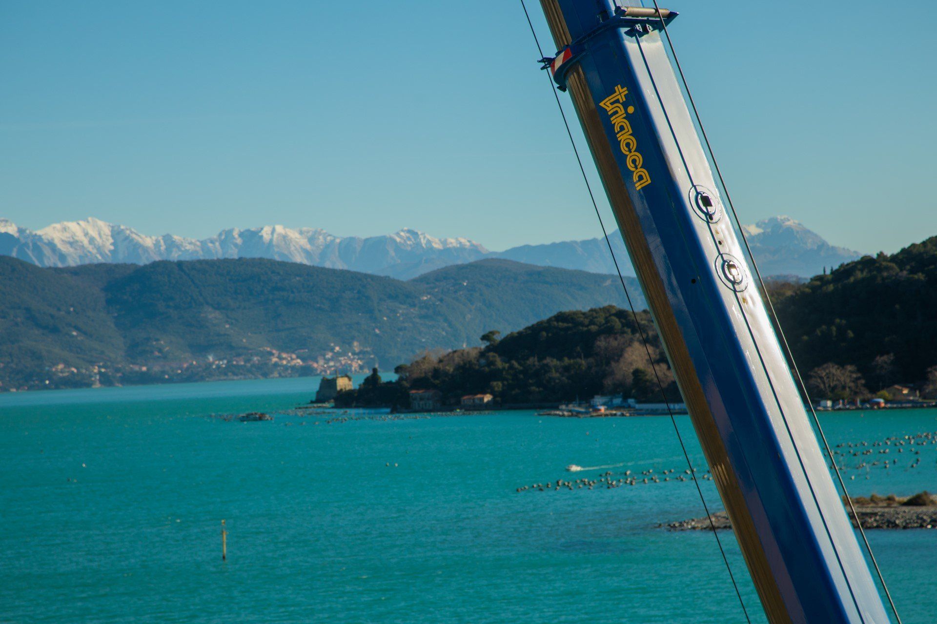 articulated lorry with a crane on the trailer