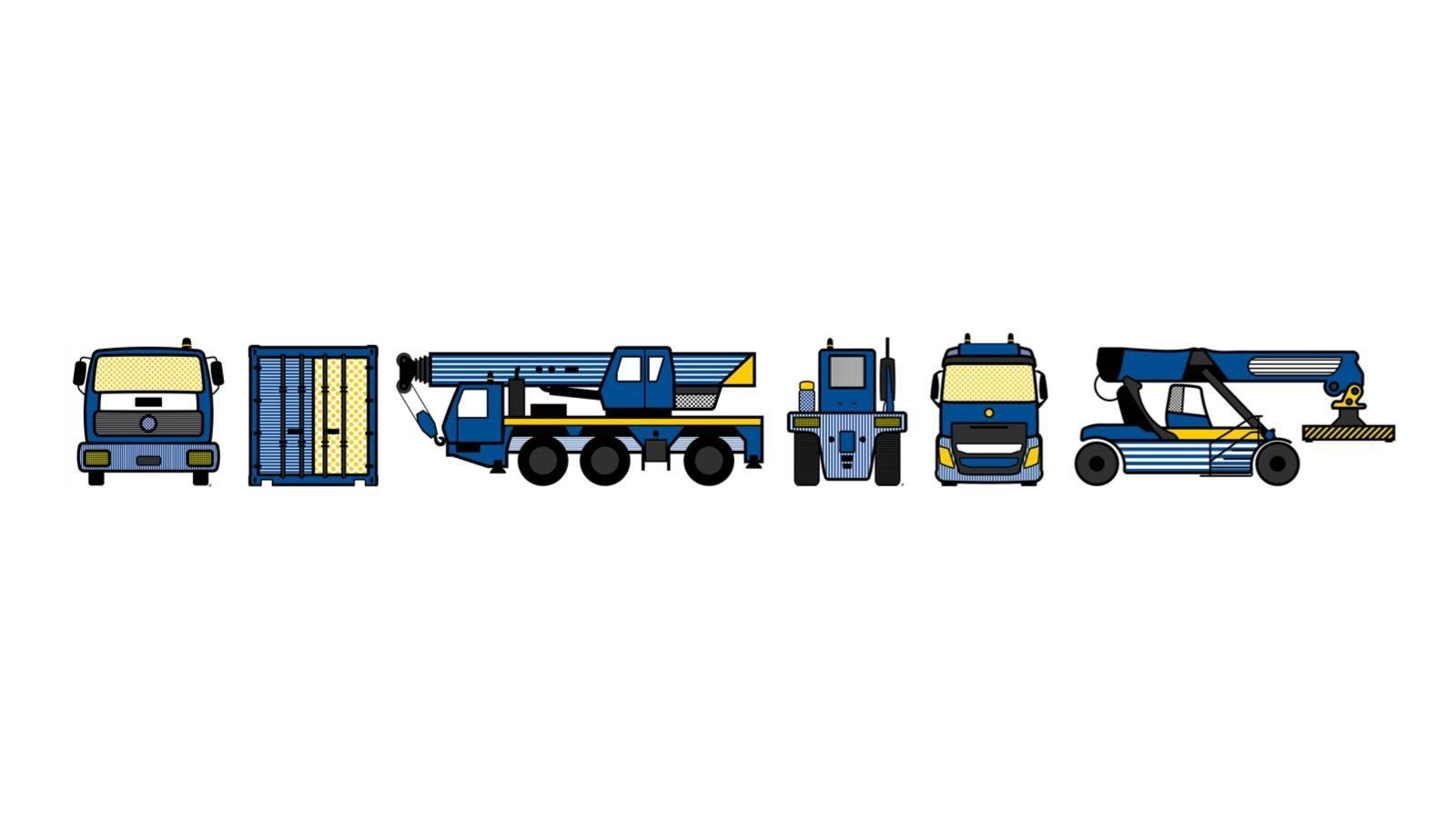 drawing with different types of vehicles