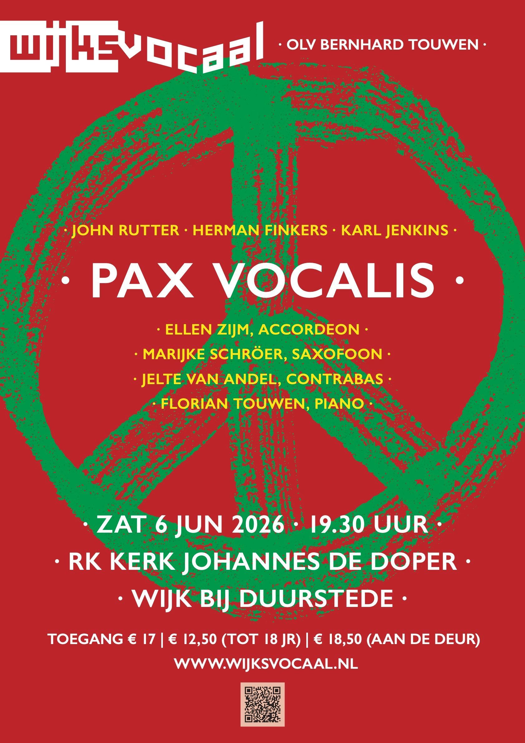 Poster: Christmas concert with a brass instrument; December 14, 2025, at the church in Wijk bij Duurstede.