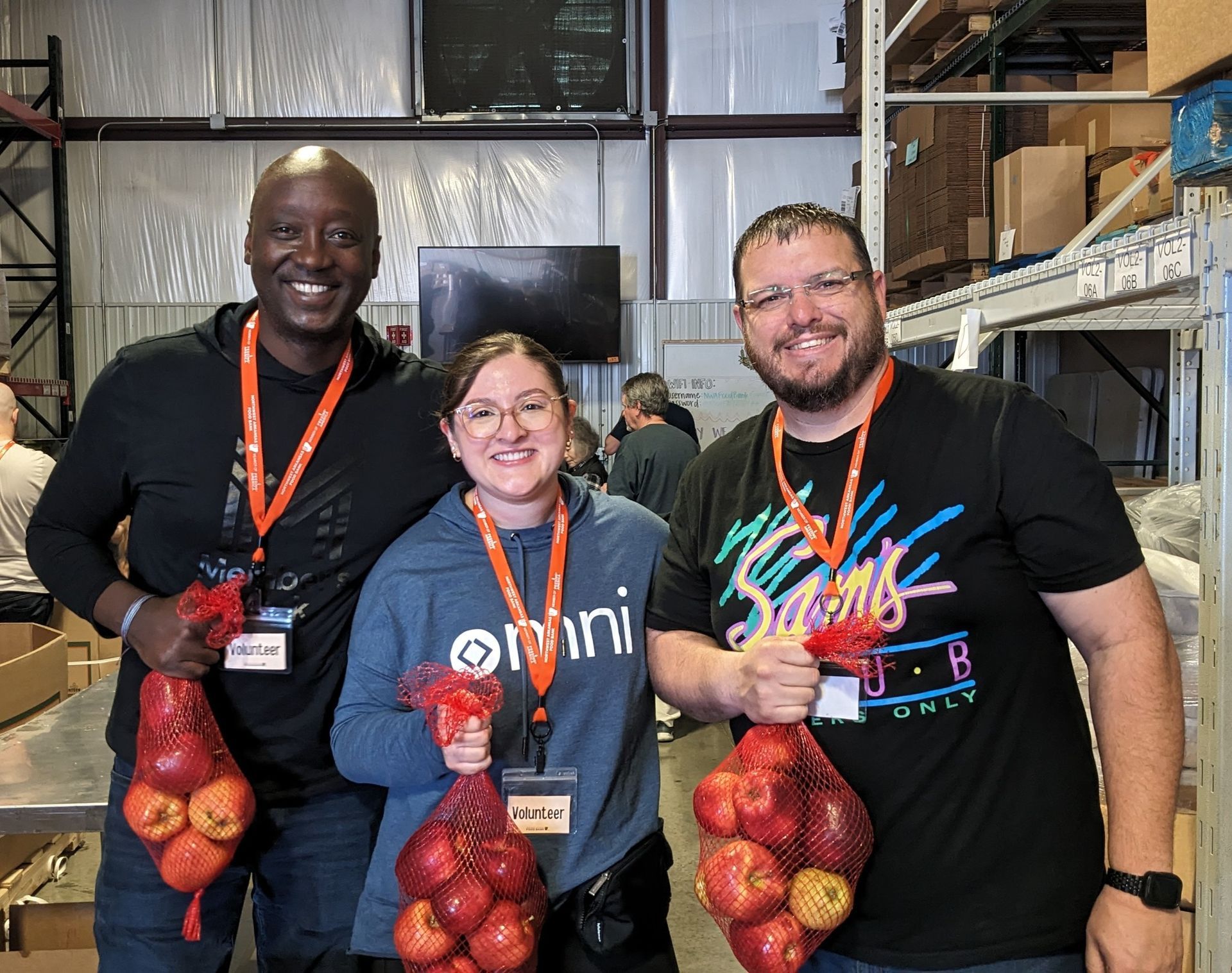 group volunteering at food bank