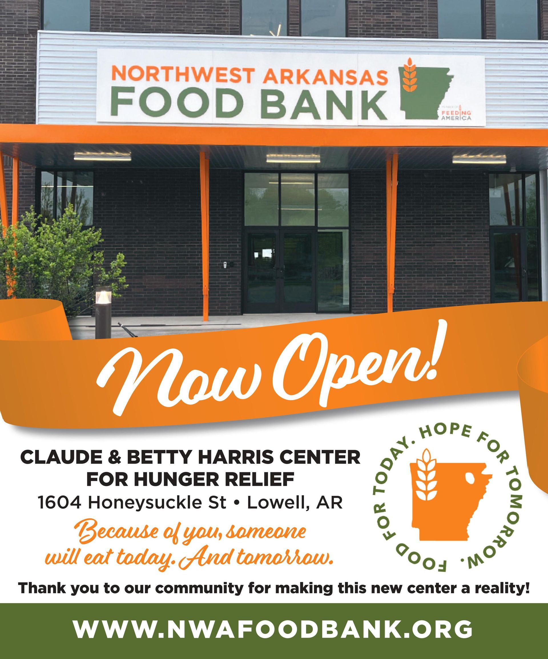 An advertisement for the northwest arkansas food bank