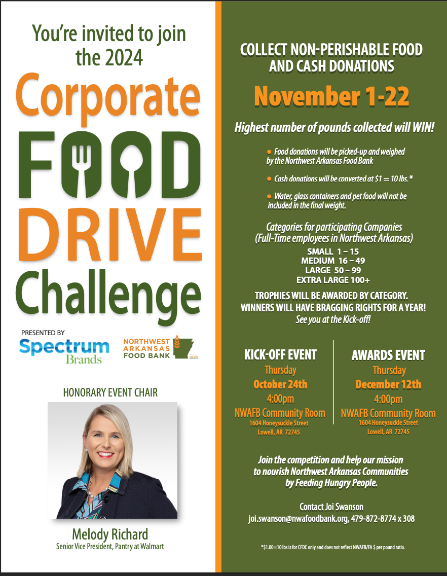 A poster for a corporate food drive challenge.