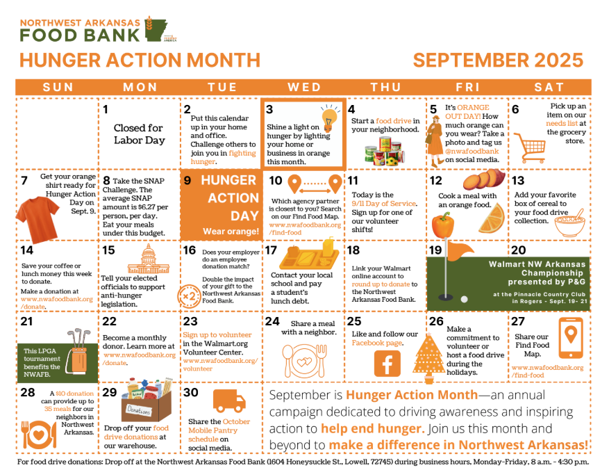 An advertisement for the northwest arkansas food bank