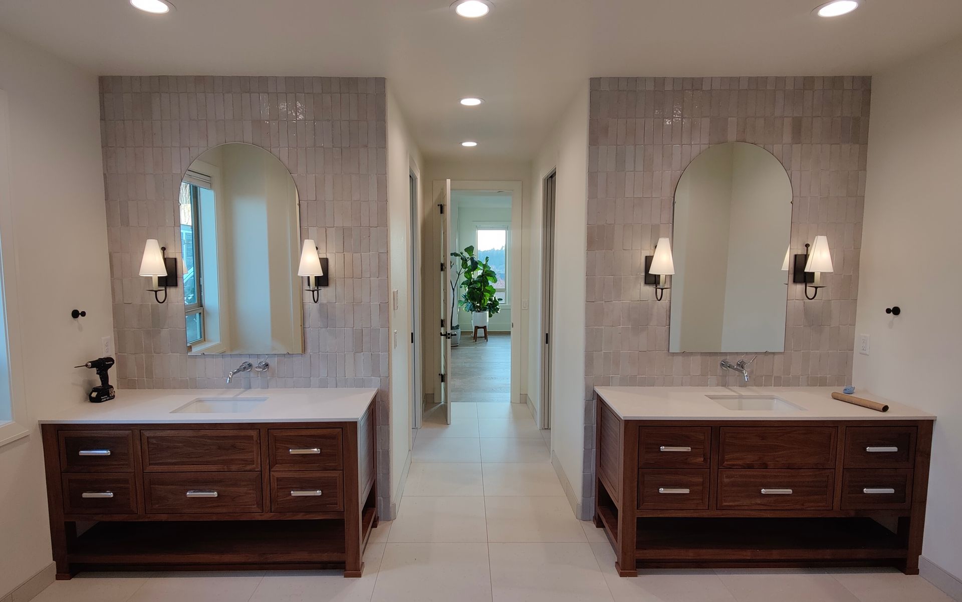 Wooden cabin with a triangular roof, balcony