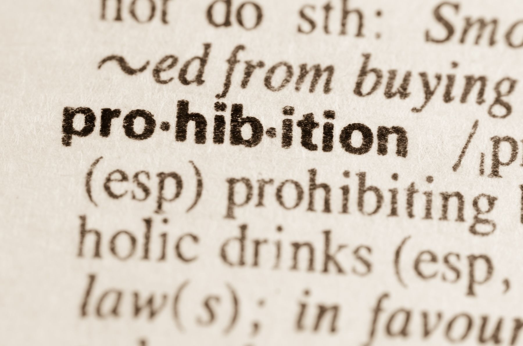 Prohibition definition in old type
