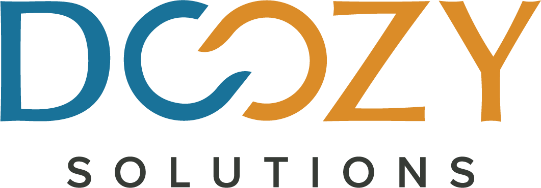 A blue and orange logo for dozy solutions