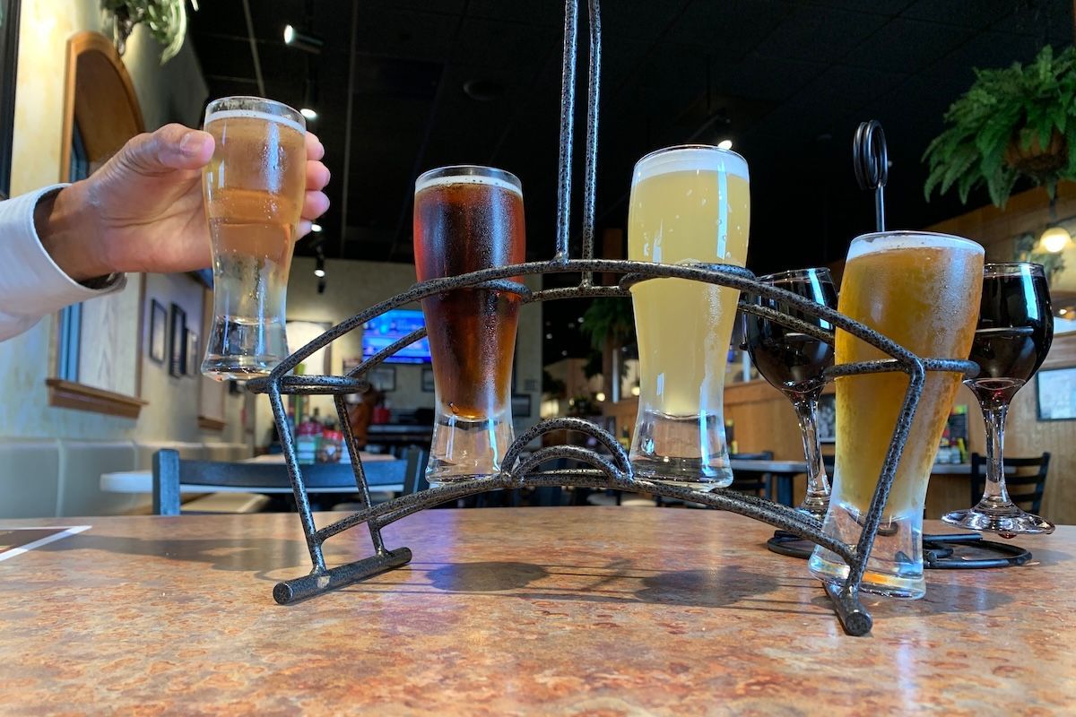 Beer flight with hop water