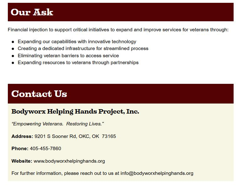 A page that says our ask and contact us on it