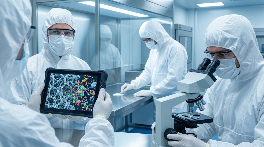 A Cleanstar National critical environment team in a biotech cleanroom, atlanta cleaning
