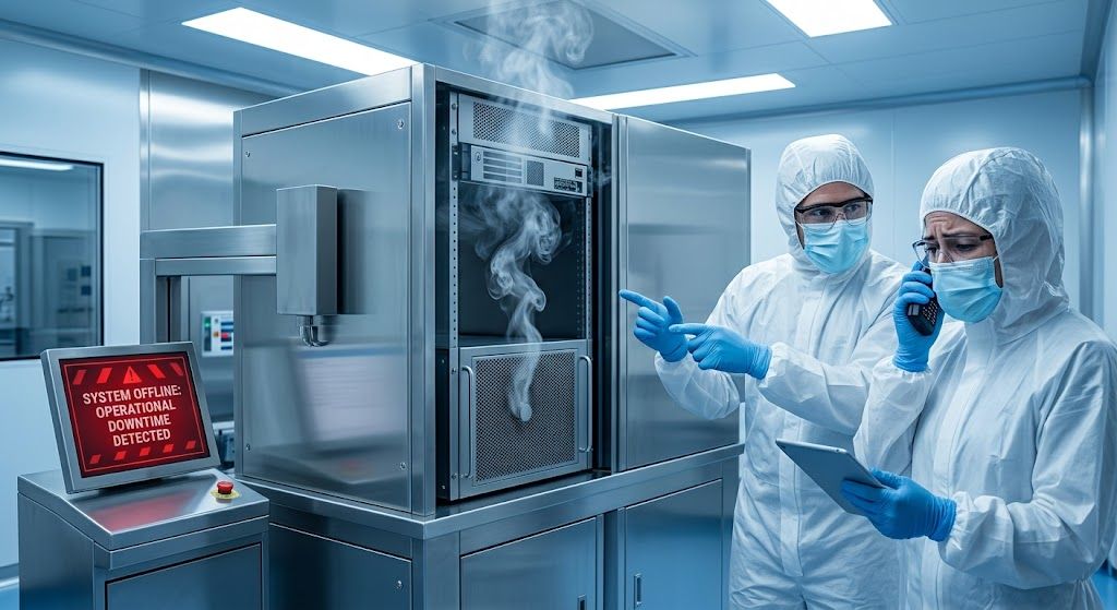 meticulously performing an aseptic unidirectional wipe on a sterile surface in an Atlanta cleanroom