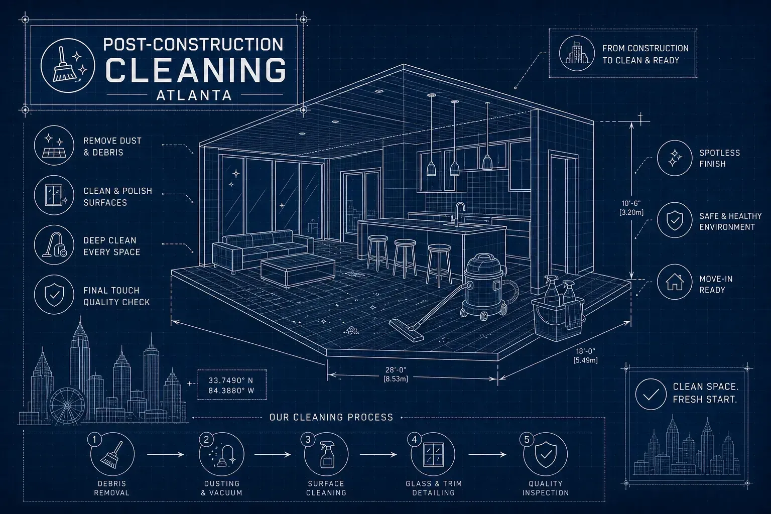 Cleanstar National commercial post construction cleaning blueprint in Atlanta, GA