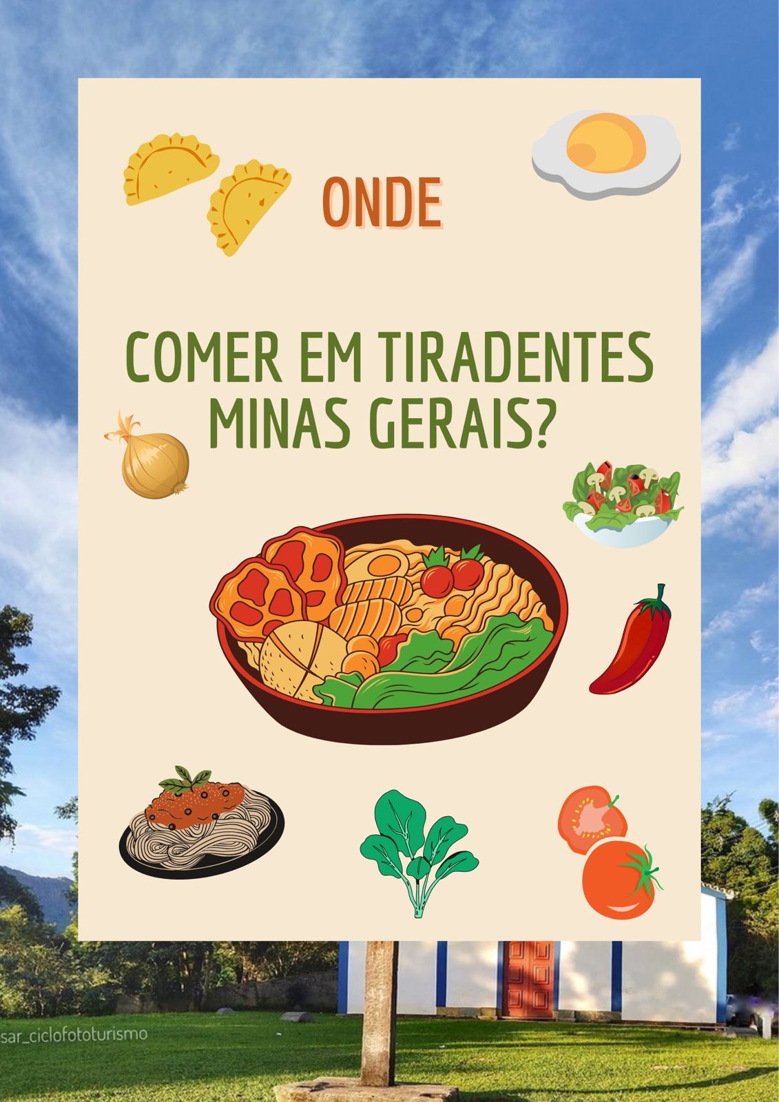 A sign that says comer em tiradentes minas gerais on it