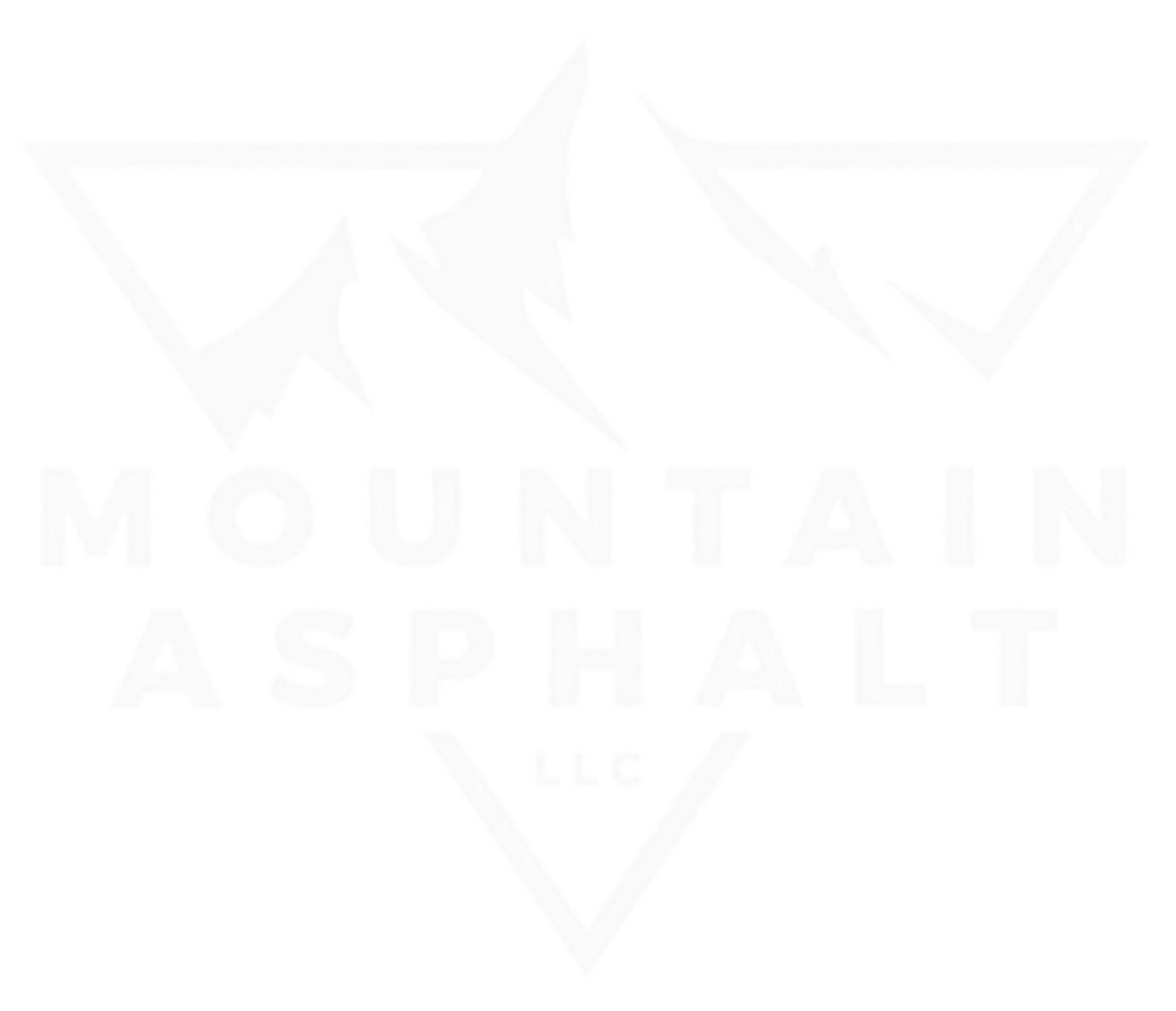The logo for mountain asphalt llc is a white logo with a mountain in the middle.