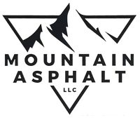 A black and white logo for mountain asphalt llc.