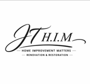 Logo for JT H.I.M., a home improvement company. Text reads: JT H.I.M., Home Improvement Matters, Renovation & Restoration.