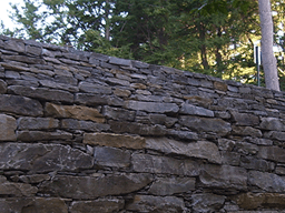 High Stone Retaining Wall - Underground Utilities, Commercial And Industrial Building From Ascutney, Vermont