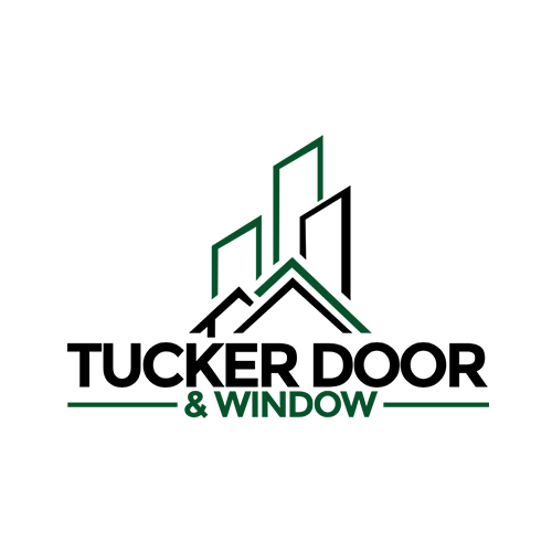 A logo for a company called tucker door and window.