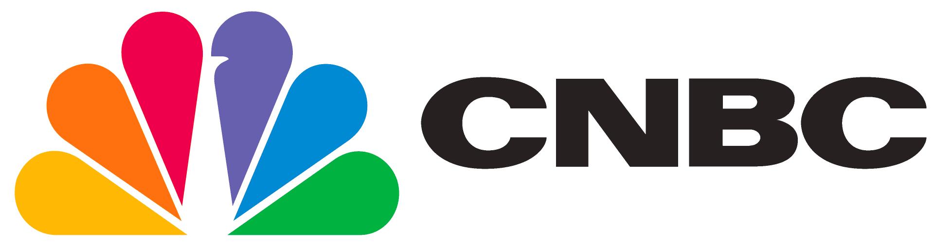 The logo for cnbc is a rainbow colored nbc logo.