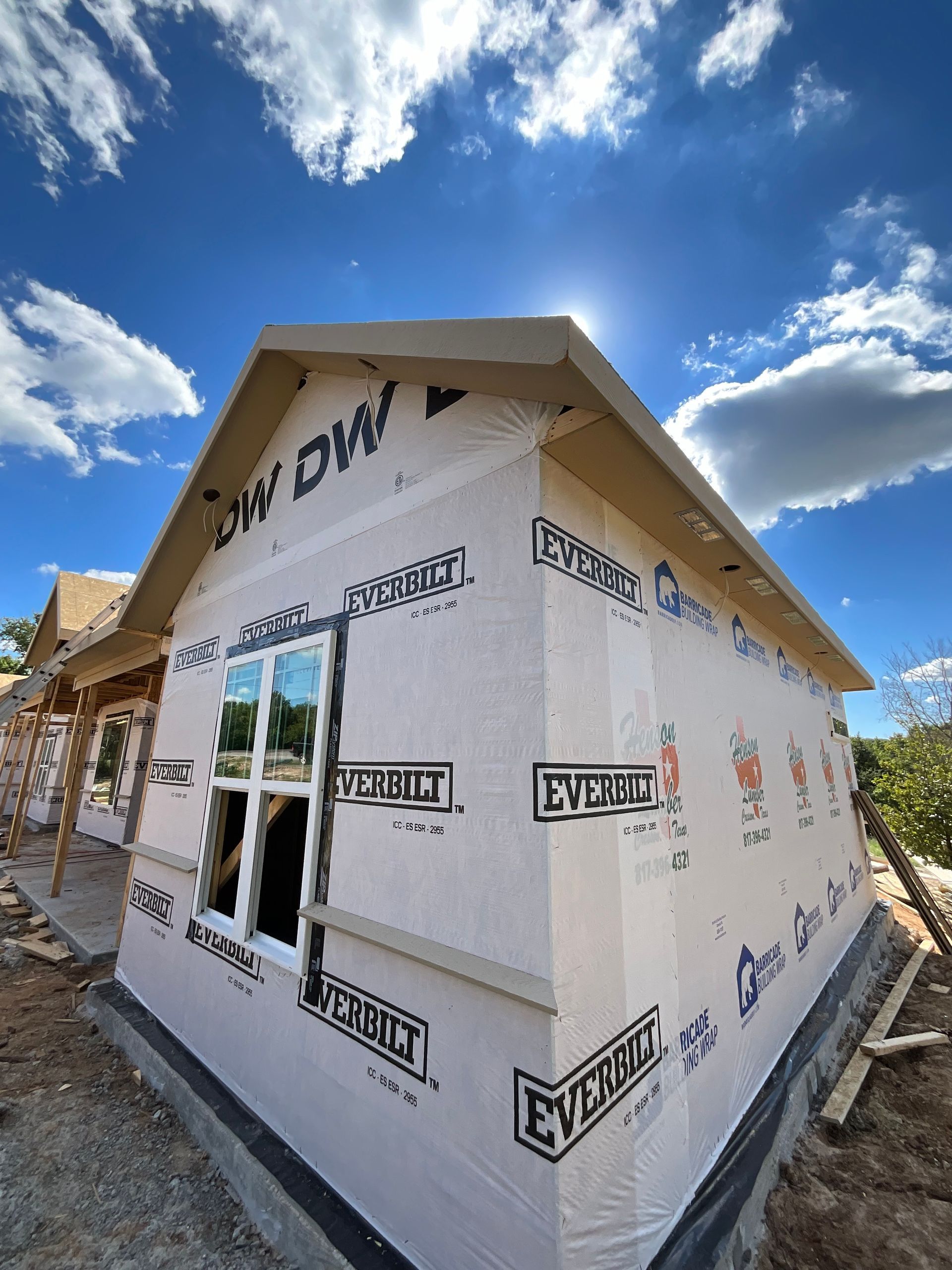 A house that is being built with a lot of insulation on it