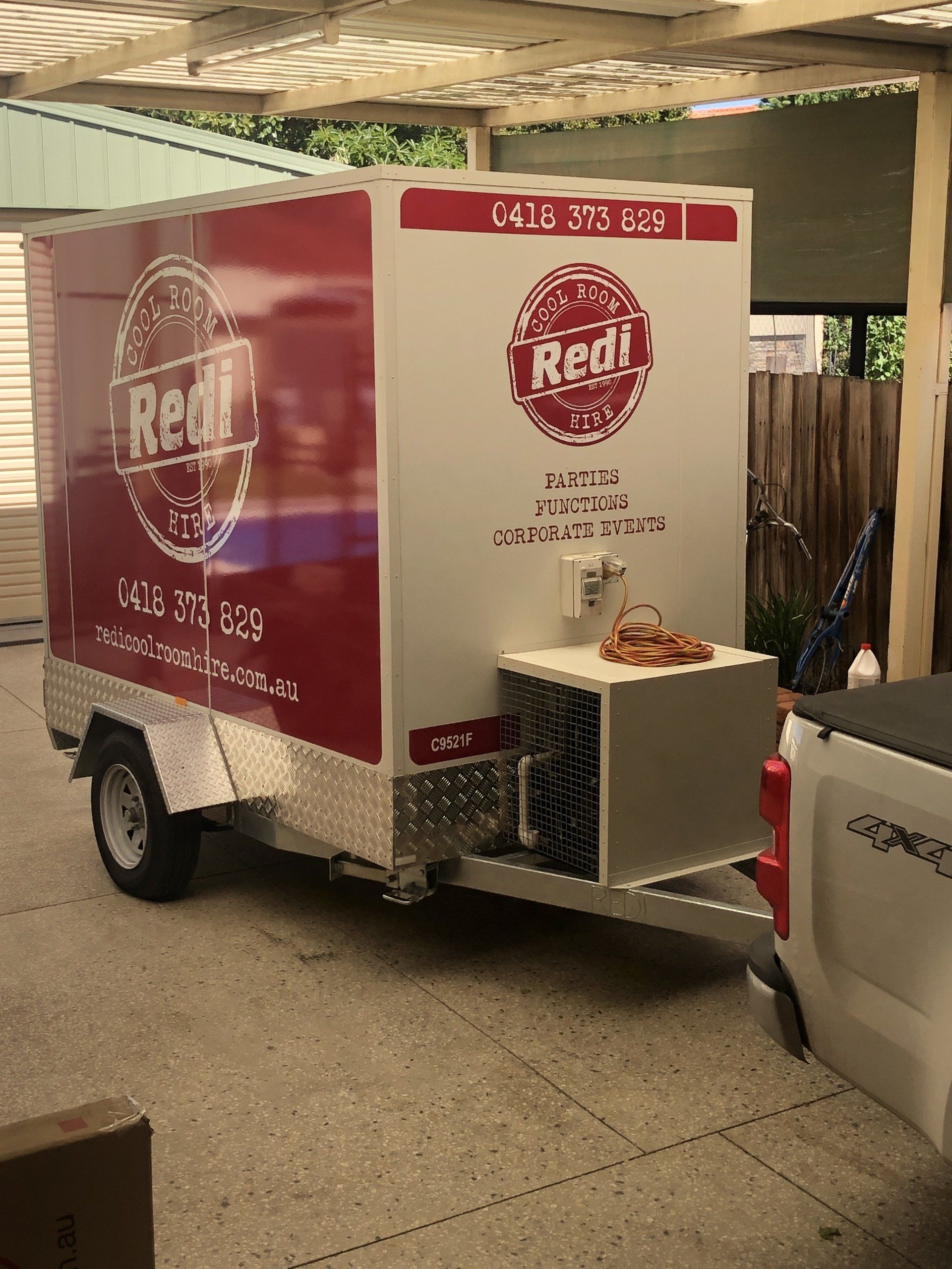 Large Cool Room Trailer hire, mobile coolroom from Redi hire in Melbourne