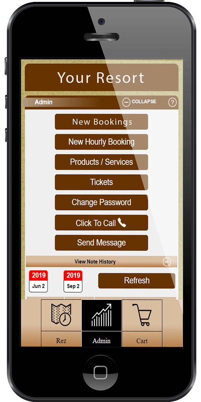 Mobile Phone showing RezExpert web app