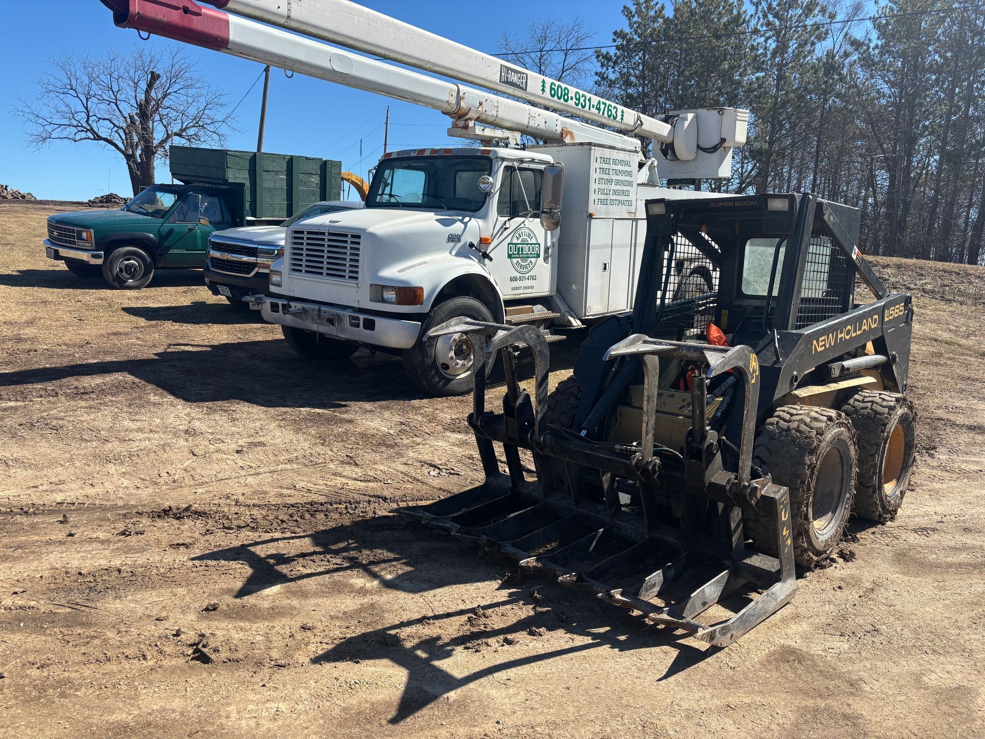 Tree service professional reviewing a property with a homeowner